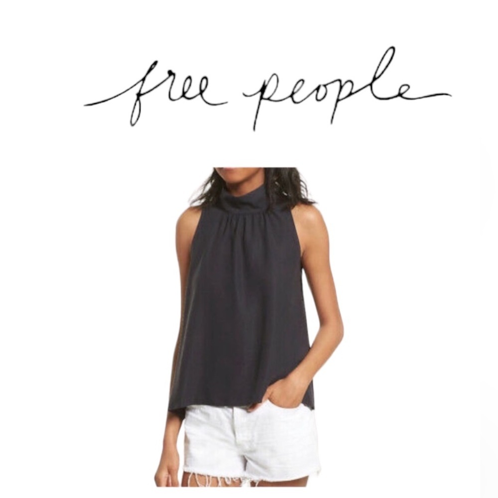 Free People Black Palm Breeze Mock Neck Top | XS |